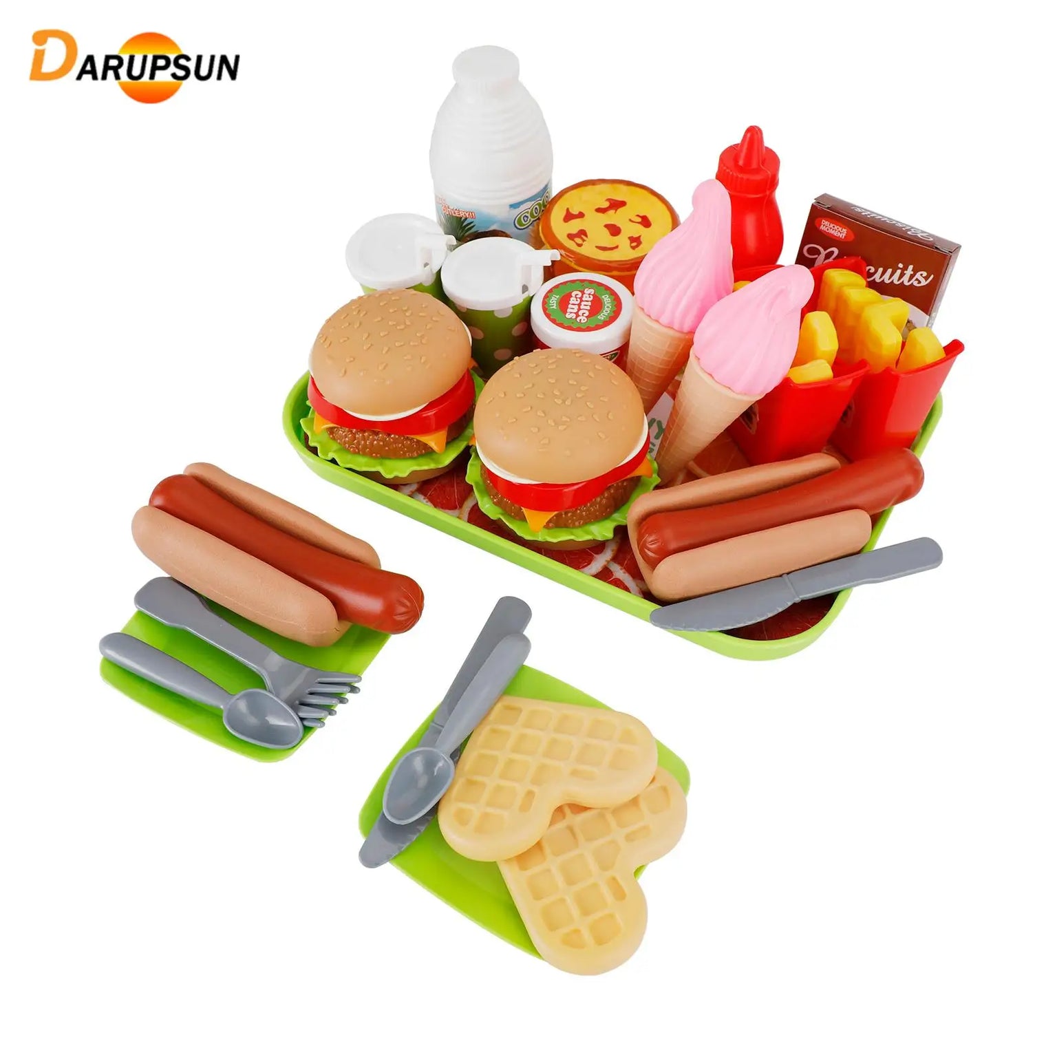30-Piece Play Food Kitchen Set - Realistic ABS Plastic Pretend Toys