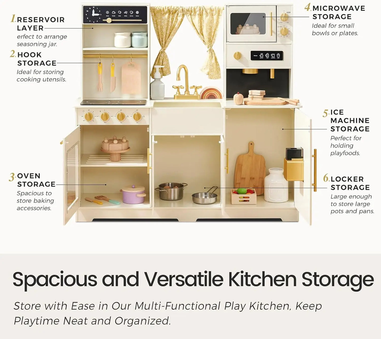 Modern Wooden Play Kitchen Set for Kids - Trendy Home Style