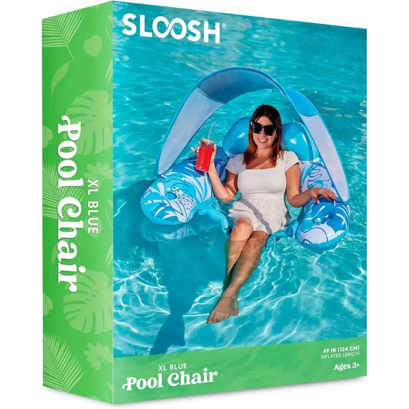 XL Inflatable Pool Lounge Chair with Canopy for Adult Relaxation