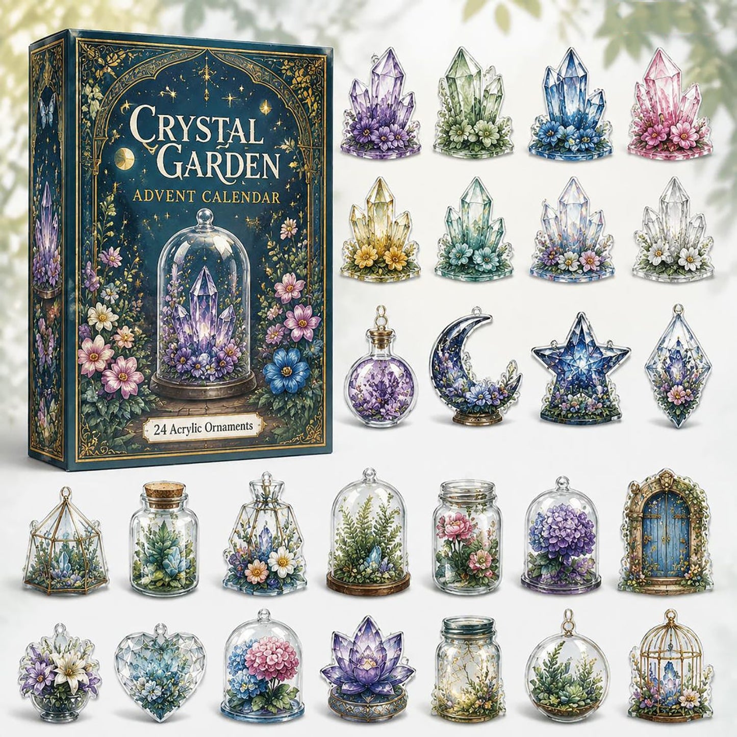 Floral Crystal Garden 2026 Advent Calendar Crystal Lover Merch Holiday Tree Decor Gift