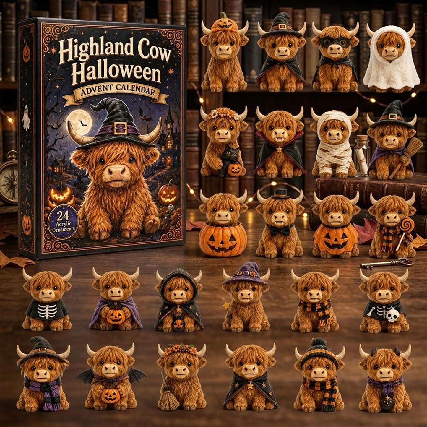 Highland Cow 2026 Advent Calendar Halloween Cow Merch Spooky Gift Ideas