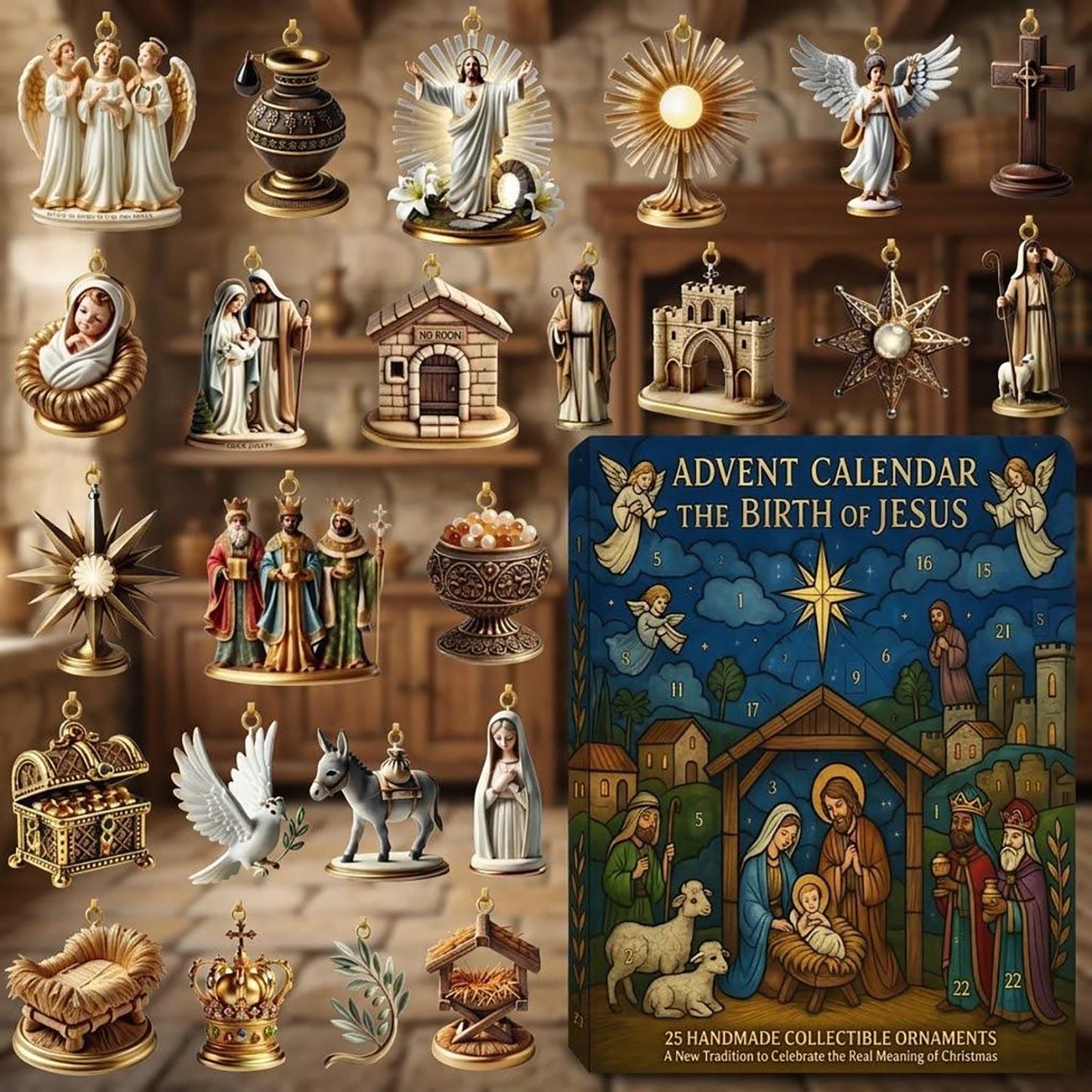 Nativity Scene Advent Calendar 2026 Christian Christmas Merch Religious Xmas Gift