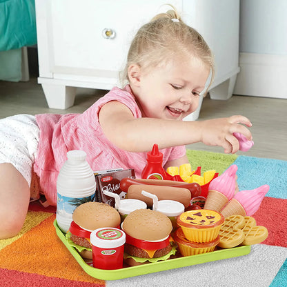 30-Piece Play Food Kitchen Set - Realistic ABS Plastic Pretend Toys