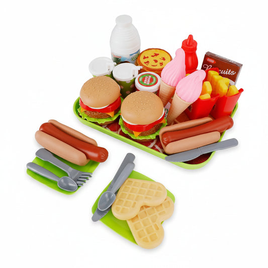 30-Piece Play Food Kitchen Set - Realistic ABS Plastic Pretend Toys