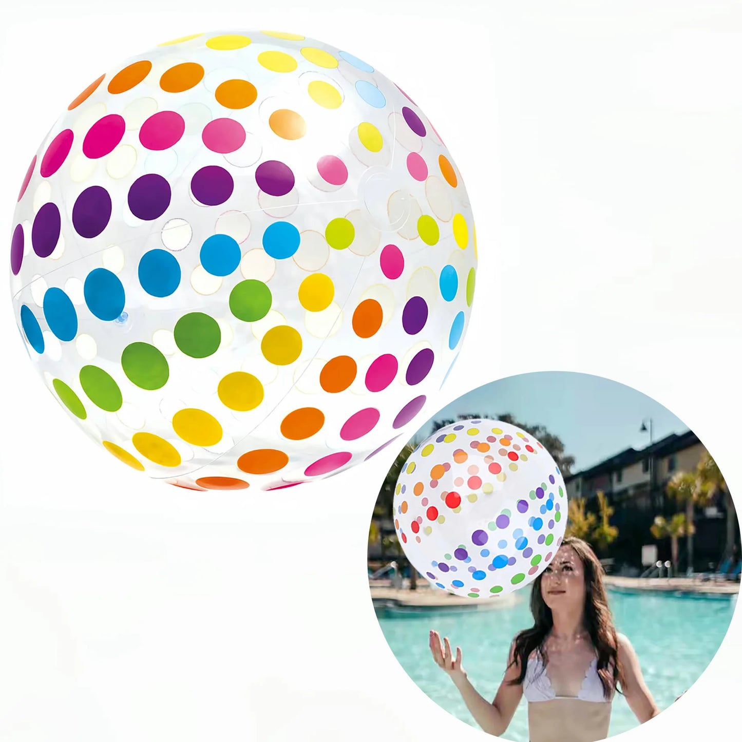 2-Pack Colorful Striped Transparent Beach Balls for Pool Parties