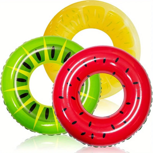 3-Pack Fruit Inflatable Pool Tubes - 32.5" Swim Rings for Summer Parties