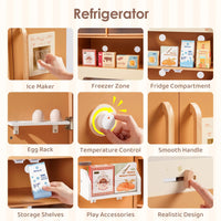 Wooden Play Kitchen Playset - Montessori Wood Toy for Kids