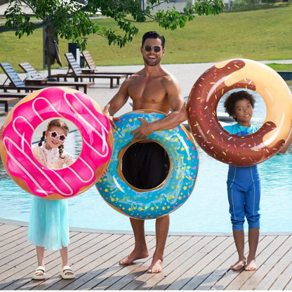3-Pack Glitter Donut Pool Floats - 32.5" Inflatable Swim Tubes