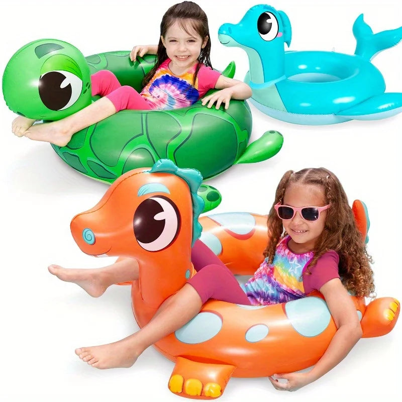 3-Pack Kids Inflatable Pool Floats - Animal Swim Rings for Summer Fun