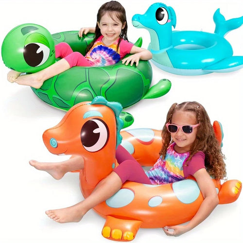 3-Pack Kids Inflatable Pool Floats - Animal Swim Rings for Summer Fun