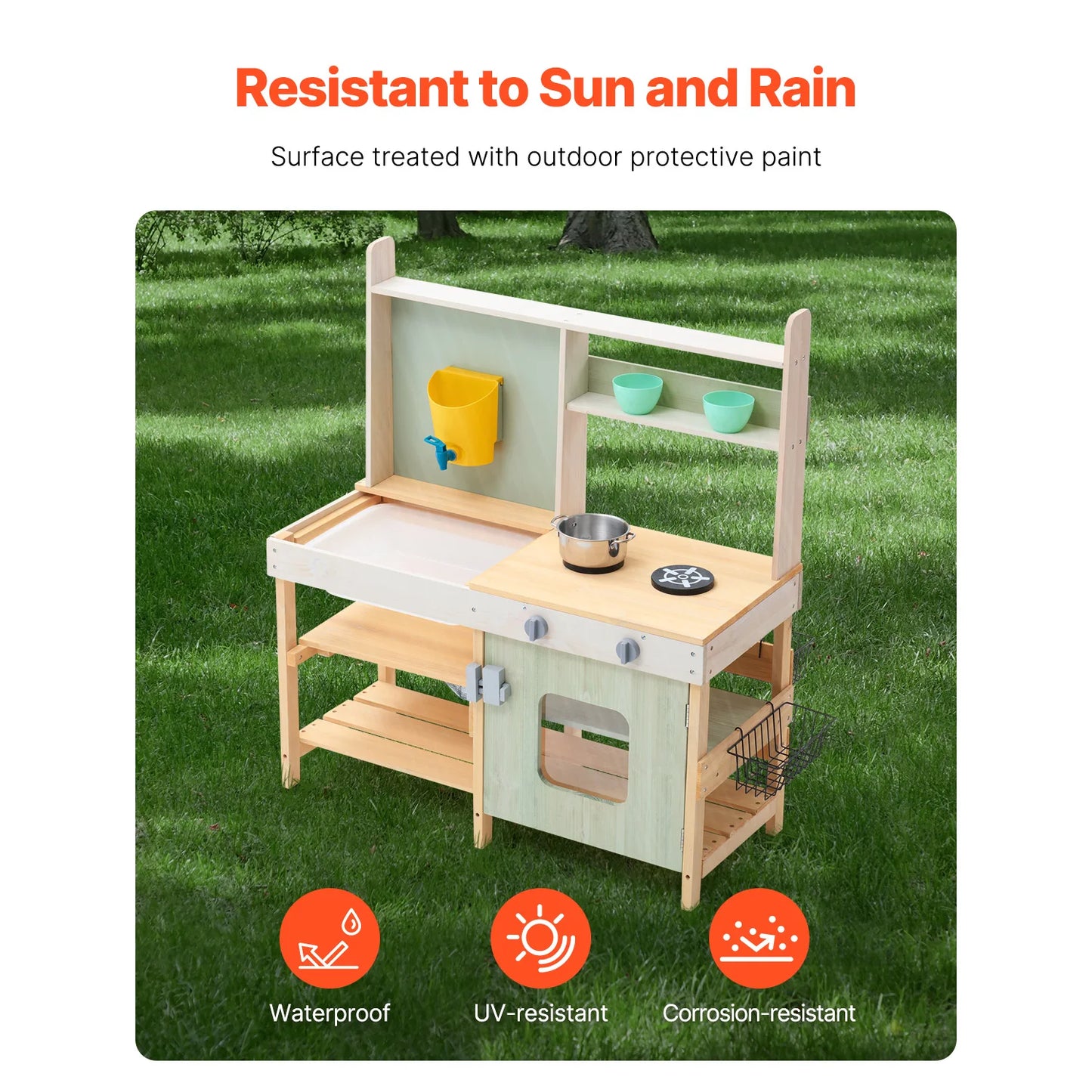 Wooden Mud Kitchen Outdoor Play Set for Kids & Toddlers