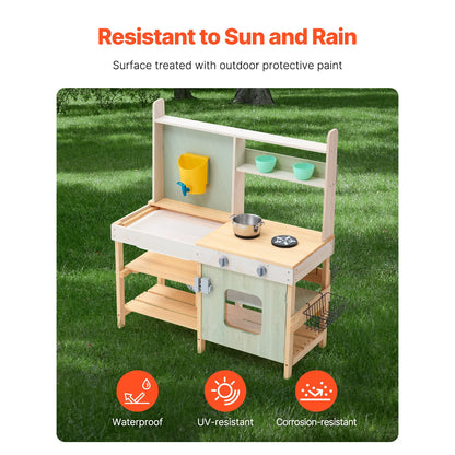 Wooden Mud Kitchen Outdoor Play Set for Kids & Toddlers