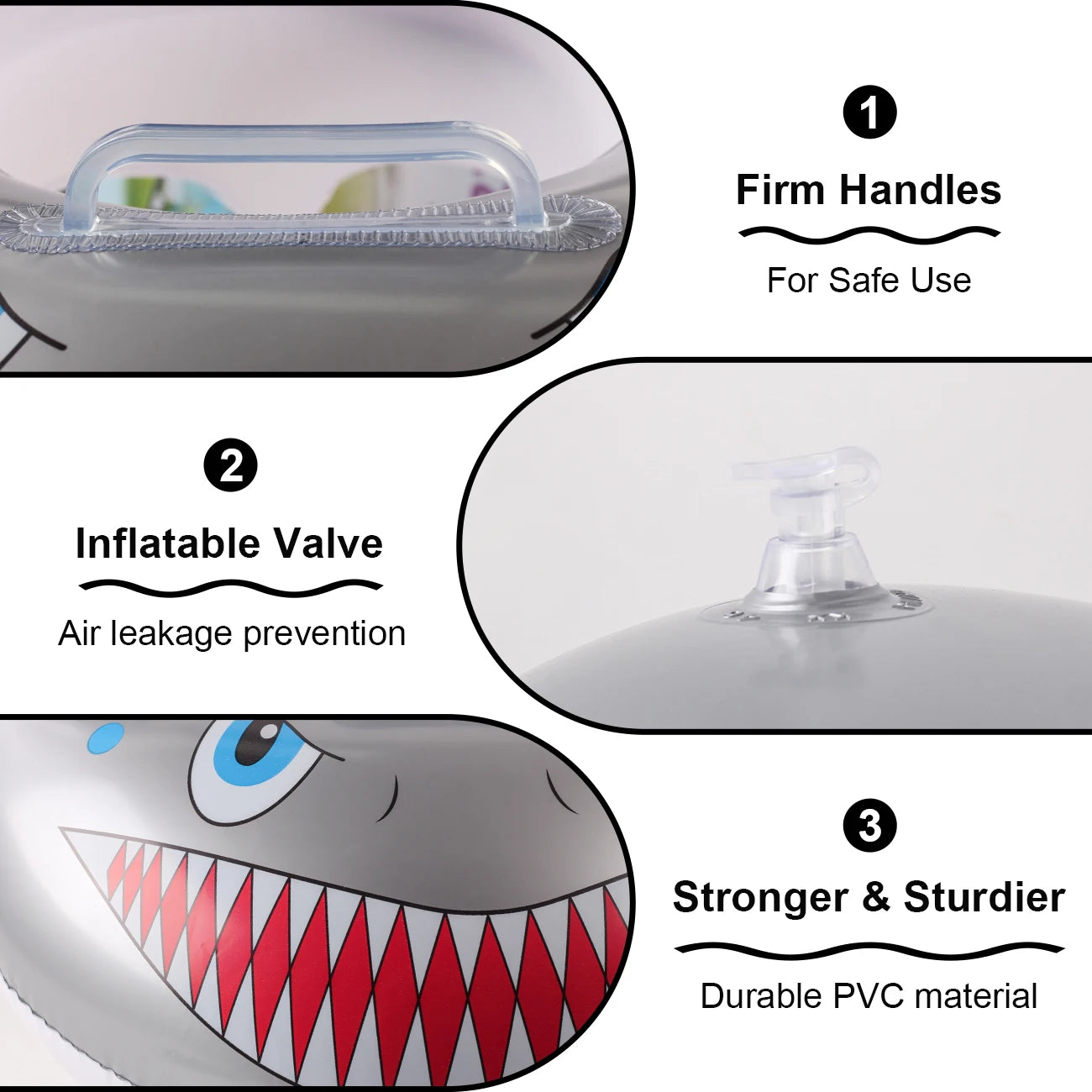 Grey Shark Inflatable Pool Float - Durable Swim Ring for Beach Parties
