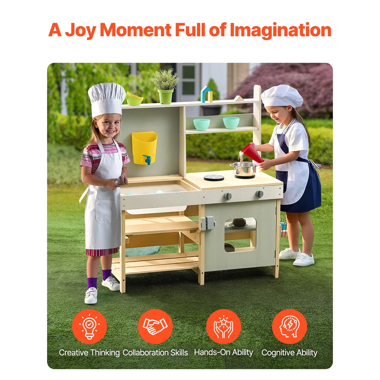 Wooden Mud Kitchen Outdoor Play Set for Kids & Toddlers