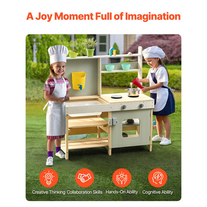 Wooden Mud Kitchen Outdoor Play Set for Kids & Toddlers