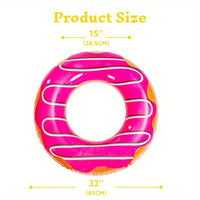 3-Pack Glitter Donut Pool Floats - 32.5" Inflatable Swim Tubes