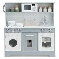 Wooden Kids Play Kitchen Set with Realistic Lights and Sounds