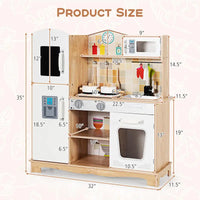 Kids Wooden Play Kitchen Set with Realistic Sounds & Accessories