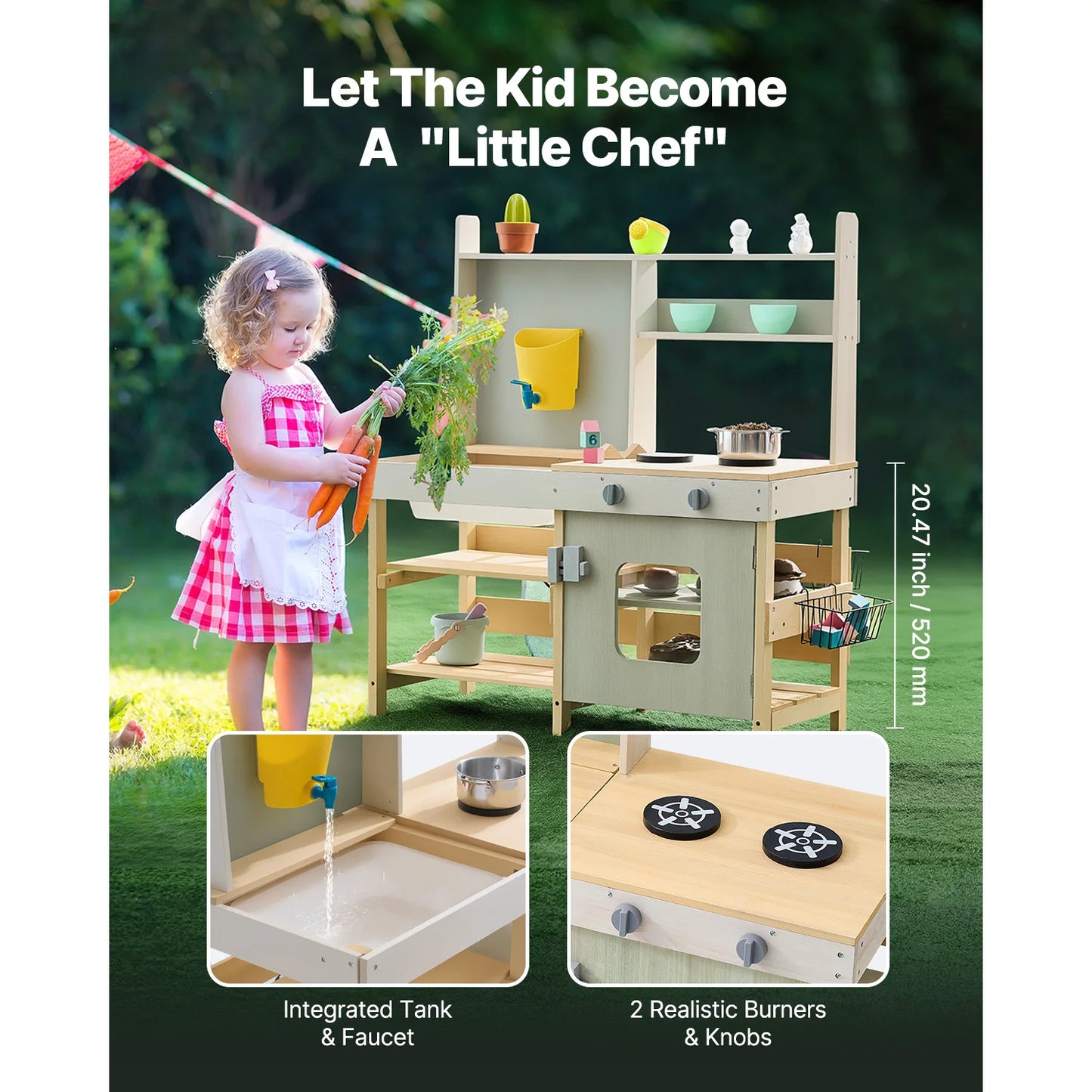 Wooden Mud Kitchen Outdoor Play Set for Kids & Toddlers