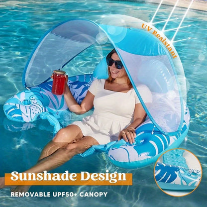 XL Inflatable Pool Lounge Chair with Canopy for Adult Relaxation