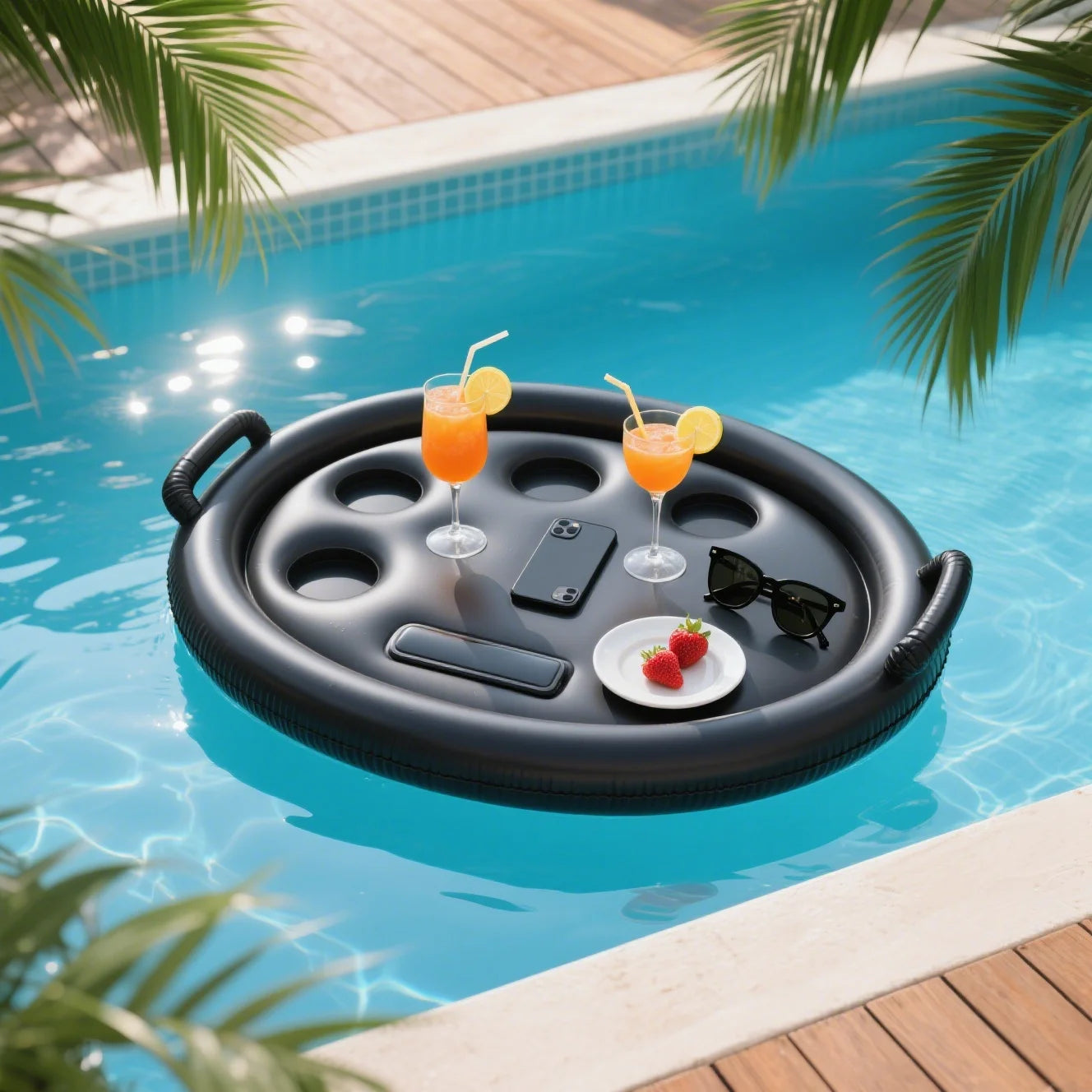 Inflatable Floating Pool Tray PVC Drink Holder for Parties & Spas