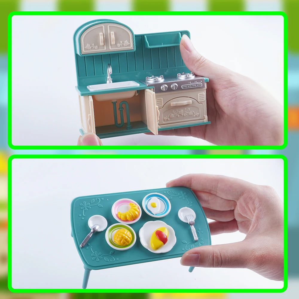 Miniature Dollhouse Kitchen Furniture Set - Baking Theme Pretend Play