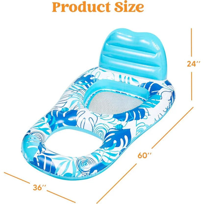 Inflatable Pool Lounger Floating Recliner Chair for Adults