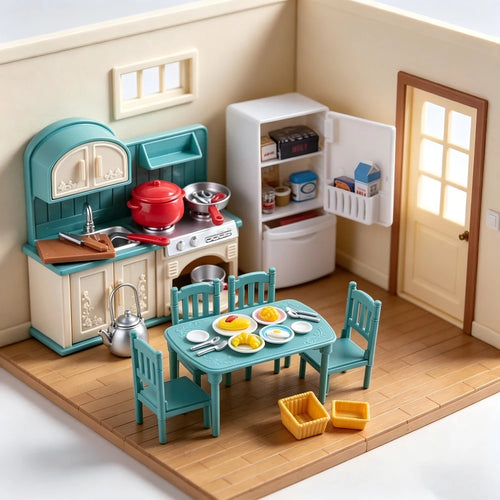 Miniature Dollhouse Kitchen Furniture Set - Baking Theme Pretend Play