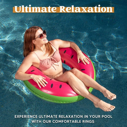 3-Pack Fruit Inflatable Pool Tubes - 32.5" Swim Rings for Summer Parties