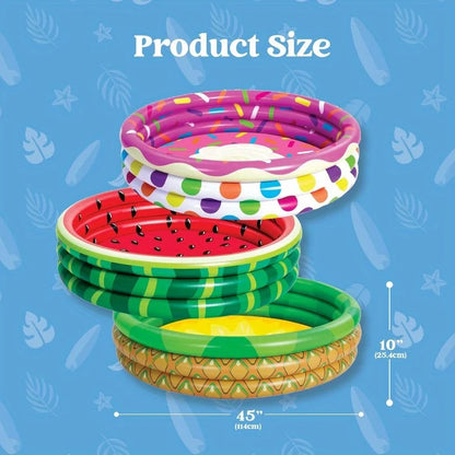 3 Pack Inflatable Kiddie Pools Fruit Designs for Kids Summer Fun