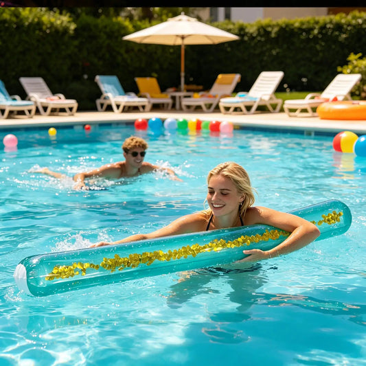 Inflatable Glitter Pool Noodle PVC Swim Float for Beach & Pool