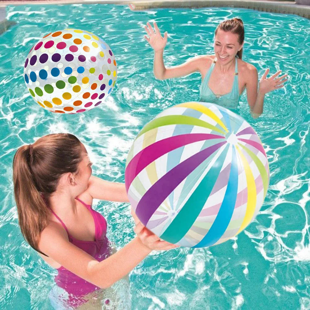 2-Pack Colorful Striped Transparent Beach Balls for Pool Parties