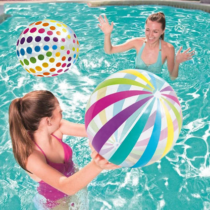 2-Pack Colorful Striped Transparent Beach Balls for Pool Parties