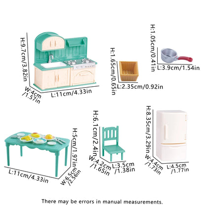 Miniature Dollhouse Kitchen Furniture Set - Baking Theme Pretend Play
