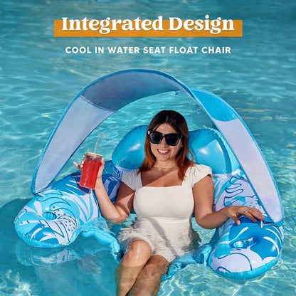 XL Inflatable Pool Lounge Chair with Canopy for Adult Relaxation