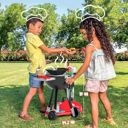 Kids BBQ Grill Playset 34-Piece Interactive Kitchen Toy for Toddlers