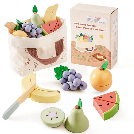 Wooden Play Food Set - Robotime Robud Montessori Kitchen Toy for Kids