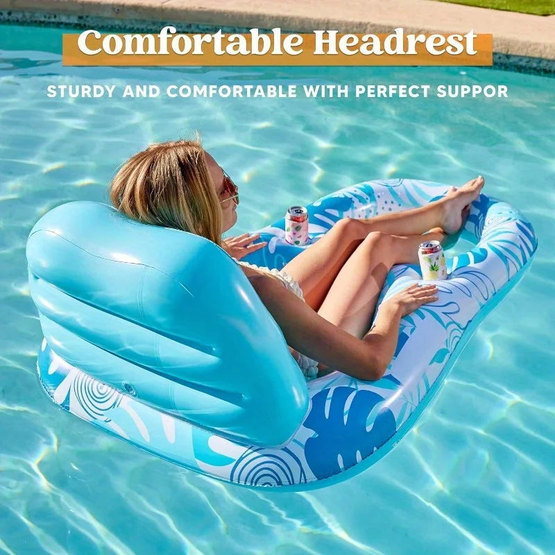 Inflatable Pool Lounger Floating Recliner Chair for Adults
