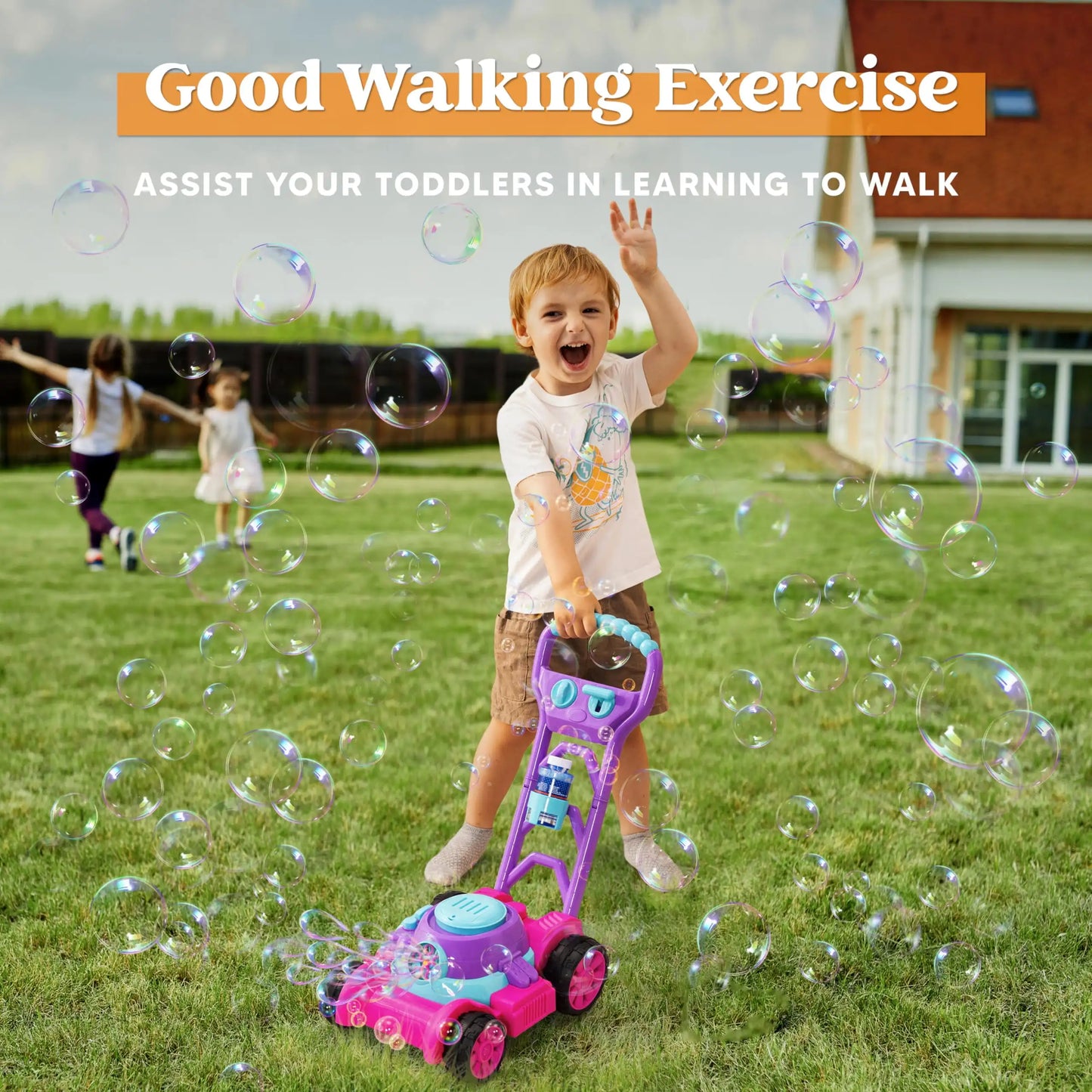 Kids Bubble Lawn Mower Outdoor Toy - Automatic Bubble Blower Machine