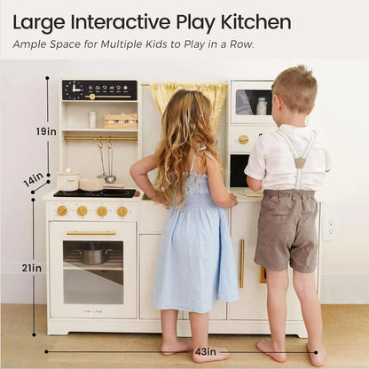 Modern Wooden Play Kitchen Set for Kids - Trendy Home Style