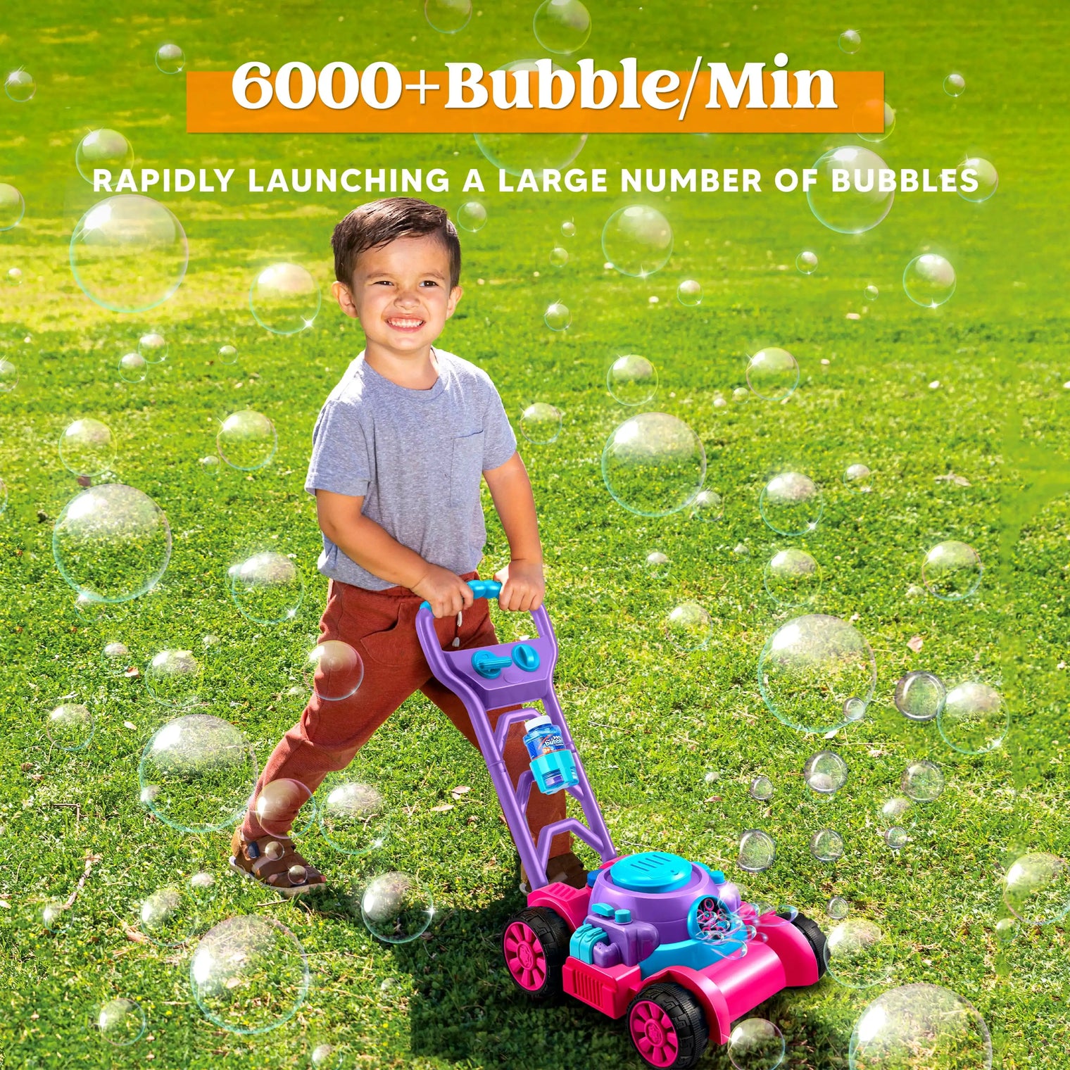 Kids Bubble Lawn Mower Outdoor Toy - Automatic Bubble Blower Machine