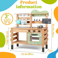 Wooden Outdoor Mud Kitchen Playset for Kids Backyard Garden