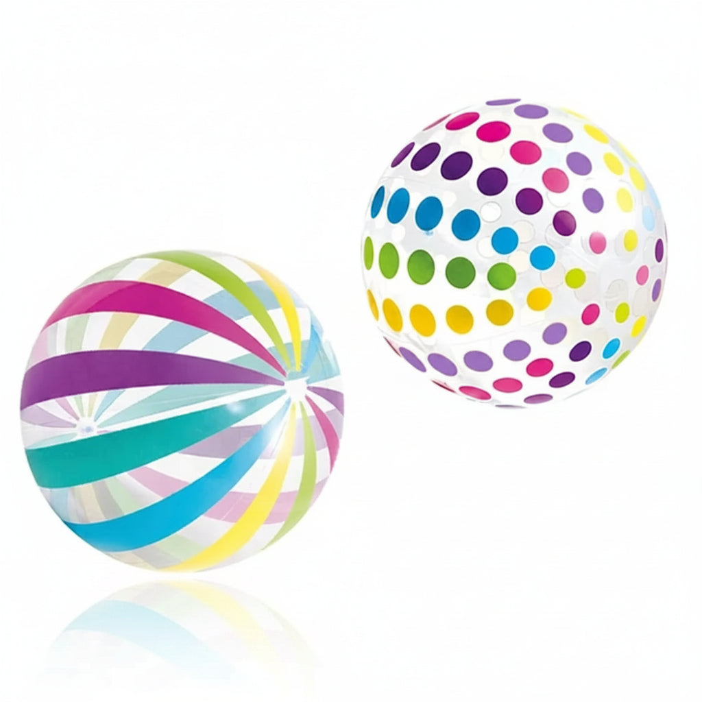 2-Pack Colorful Striped Transparent Beach Balls for Pool Parties