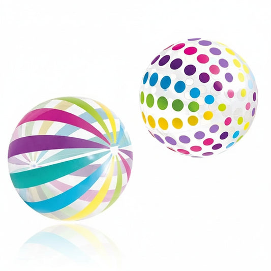 2-Pack Colorful Striped Transparent Beach Balls for Pool Parties