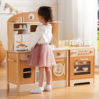 Wooden Play Kitchen Playset - Montessori Wood Toy for Kids