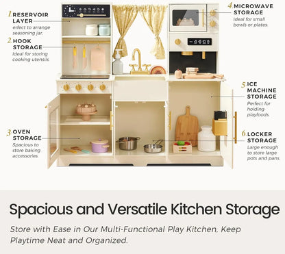 Modern Wooden Play Kitchen Set for Kids - Trendy Home Style