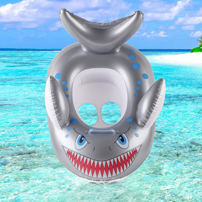 Grey Shark Inflatable Pool Float - Durable Swim Ring for Beach Parties