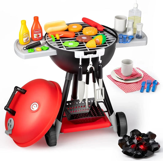 Kids BBQ Grill Playset 34-Piece Interactive Kitchen Toy for Toddlers
