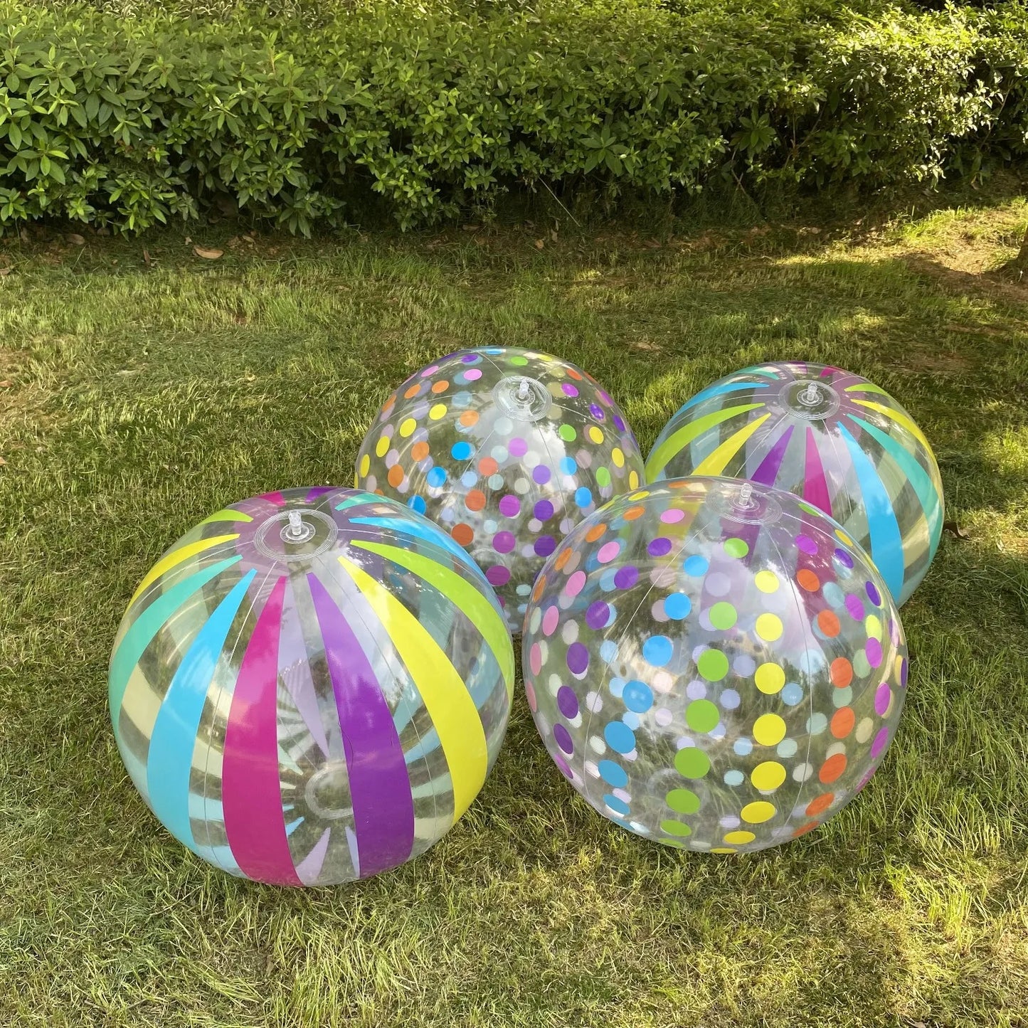 2-Pack Colorful Striped Transparent Beach Balls for Pool Parties