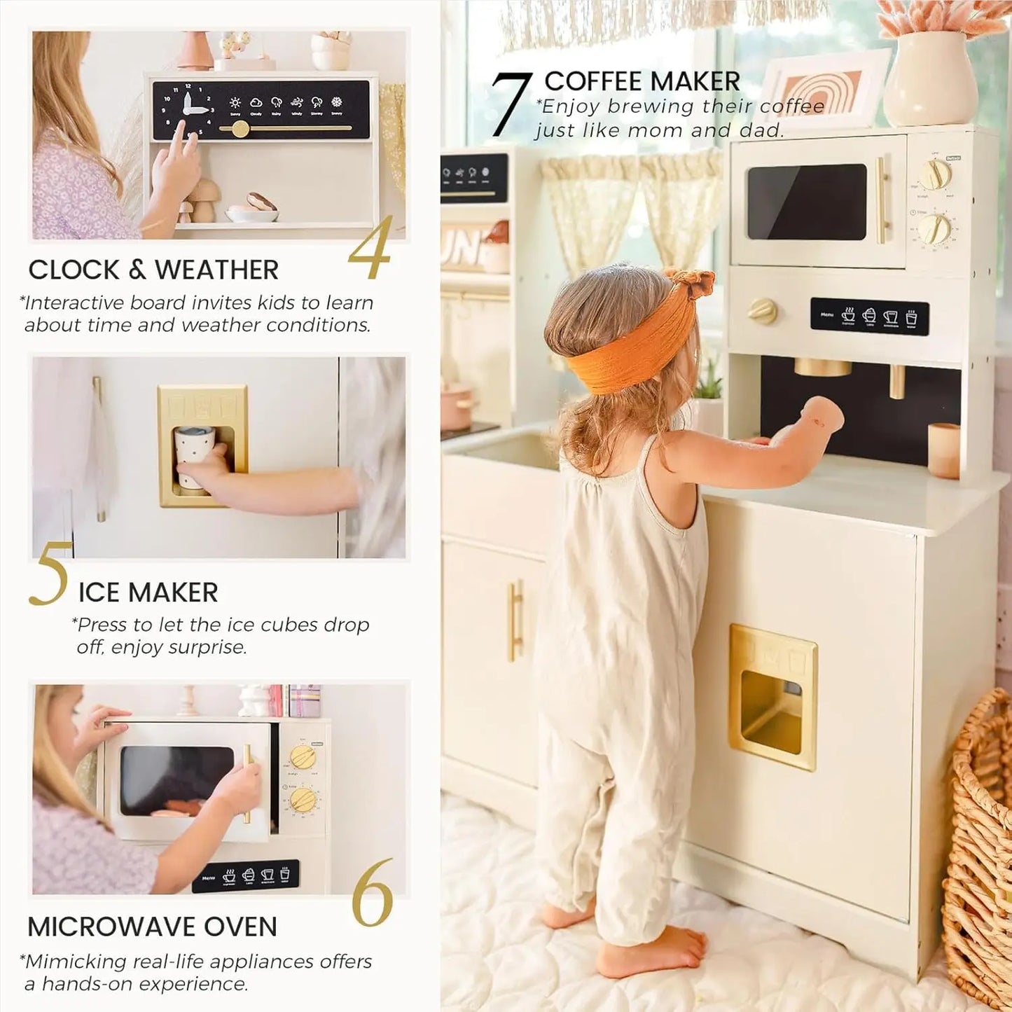 Modern Wooden Play Kitchen Set for Kids - Trendy Home Style